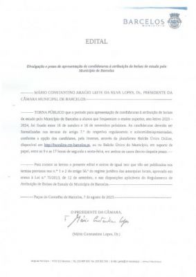 Bolsas de Estudo atribuídas pelo Município de Barcelos 