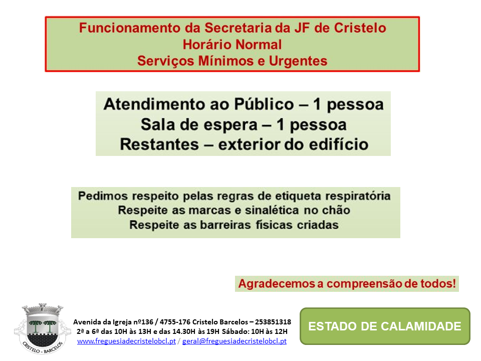 Passagem de "Estada de emergência" a "Estado de calamidade"