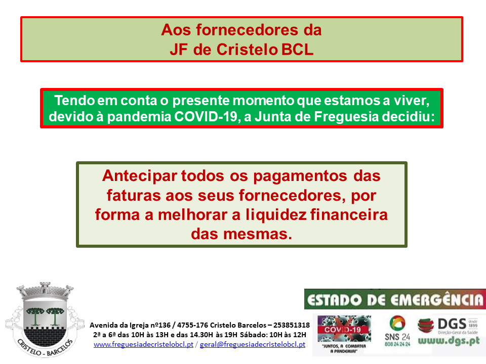 Aos fornecedores